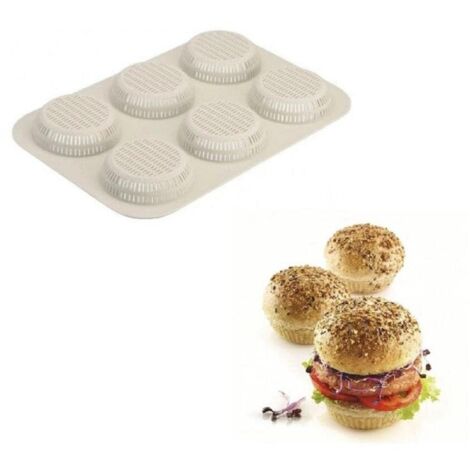 Silikomart Stampo 3D per 6 Biscotti a Forma di Panini Burger Bread