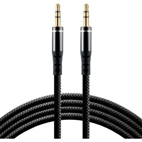 Silikon-Audiokabel mit AUX-Stecker (3,5-mm-Stereo-Klinkenstecker), 100 cm, everActive CBS-1JB, schwarz