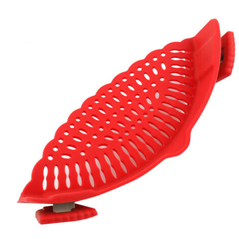 Silikon-Clip-Sieb für Kochtöpfe – Abnehmbarer Abtropfeinsatz für Gemüse, Fleisch und Obst – Rotes Küchenaccessoire