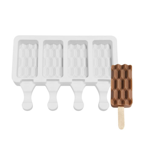 Silikon-Eisform, 4 Mulden für selbstgemachtes Eis am Stiel, DIY-Eiscremeform