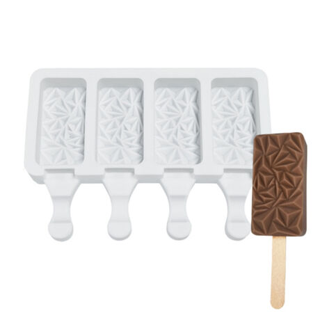 Silikon-Eisform, 4 Mulden für selbstgemachtes Eis am Stiel, DIY-Eiscremeform