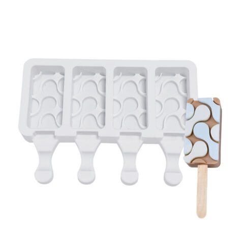 Silikon-Eisform, 4 Mulden für selbstgemachtes Eis am Stiel, DIY-Eiscremeform