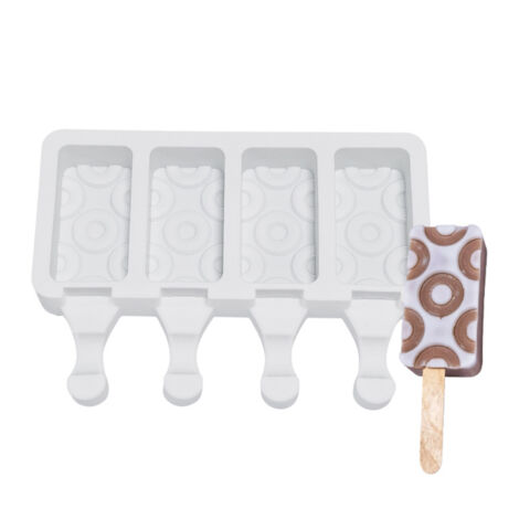 Silikon-Eisform, 4 Mulden für selbstgemachtes Eis am Stiel, DIY-Eiscremeform