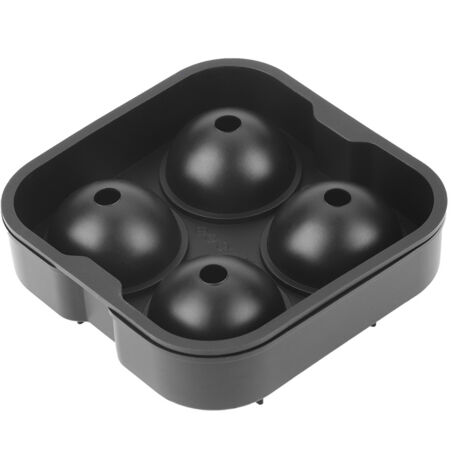 Silikon-Eiskugelform mit 4 Mulden für Whisky, Cocktails und andere Getränke – Schwarz