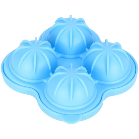 Silikon-Eiswürfelform mit 4 Kugeln – Runde Eiswürfelform für Cocktails und Getränke – Hellblaues Küchenaccessoire