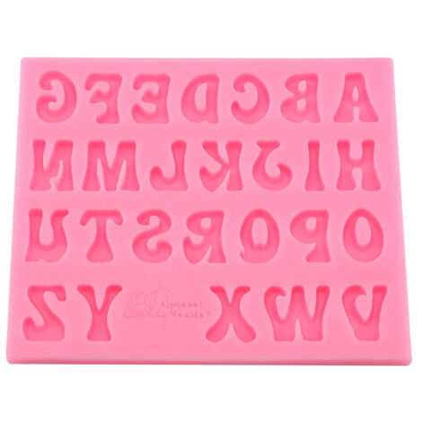 Silikon-Fondant-Schokoladenform, lebensmittelechtes Silikon-Alphabet-Formenset, DIY-Backform für Geburtstagsfeiern, Rosa, 1 Stück (PINK)