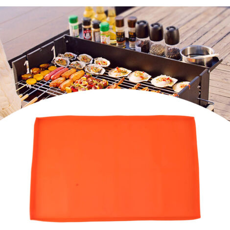 Silikon-Grillmatte, Grillabdeckung, Schwarz, 36 Zoll, Orange
