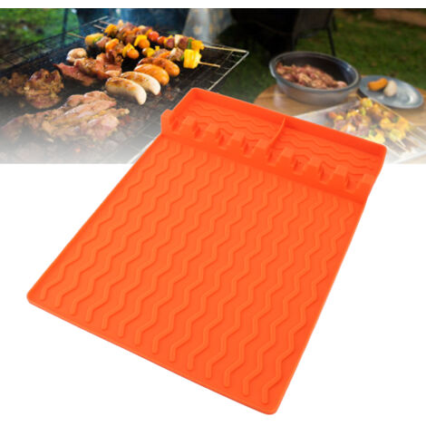 Silikon-Grillmatte und Grillbesteck-Set mit 8 Schlitzen, hitzebeständig, lebensmittelecht, 40,5 x 30 cm