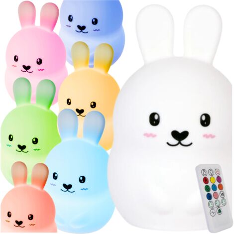 Silikon-Kaninchen-Touch-Nachtlampe, Farben mit Fernbedienung, kabellose Lampe