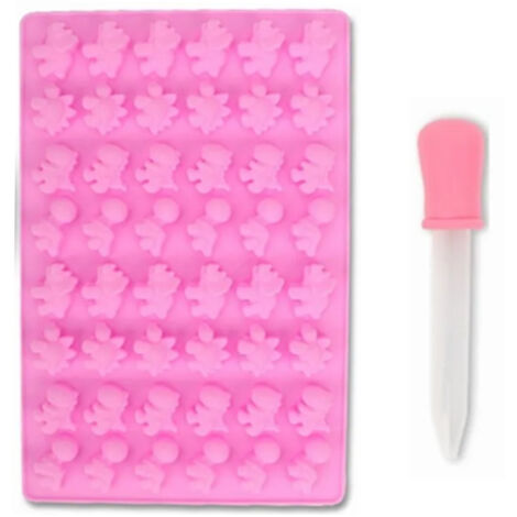 Silikon-Kuchenform mit Dinosaurier-Motiv, 48 Mini-Gummibärchenformen, ideal für Gebäck, Mousse und Schokolade (lila)