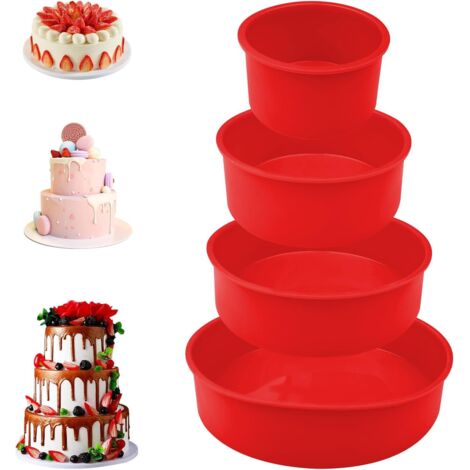 Silikon-Kuchenform, runde Silikon-Kuchenformen, 4-teiliges Set Schichtkuchen-Backformen, auslaufsichere Antihaft-Kuchenformen, Kinderkuchenformen