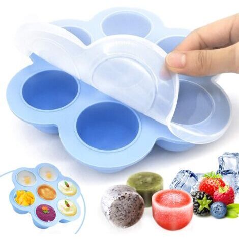 Silikon-Lebensmittelbehälter für Babynahrung, wiederverwendbarer Silikon-Gefrierschrank mit Silikondeckel - geeignet für Gemüse, Fruchtpürees, Muttermilch und Eiswürfel.