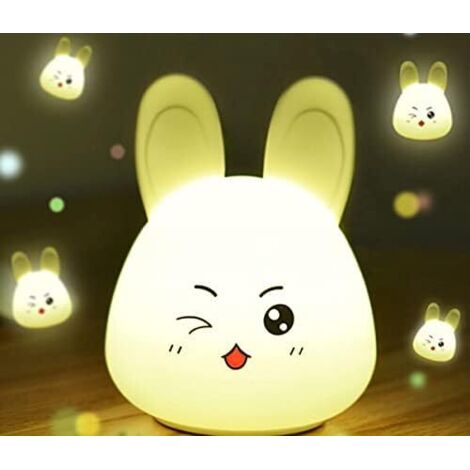 Silikon-LED-Nachtlicht in Hasenform mit 7 Farben, tragbar, per USB aufladbar, für Kinderzimmer, als Dekoration und Geburtstagsgeschenk