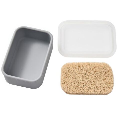 Silikon-Seifenschale mit Abtropfschale, tragbar und geeignet für handelsübliche Seifenstücke. Ideal für Badezimmer, Fitnessstudio usw. Maße: 12 × 8,5 × 4,5 cm