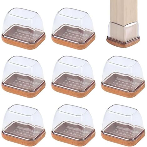 Silikon-Stuhlbeinschoner zum Schutz vor Kratzern und zur Geräuschdämpfung – 8 transparente Stück 3,2 x 2,2 cm, kratzfest, geräuschdämpfend, ideal für Hartholzböden