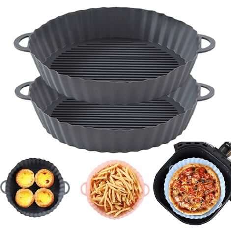 Silikonform für Heißluftfritteuse, 2er-Set – Wiederverwendbare Silikon-Kochplatte für Heißluftfritteusen (2 Stück) – Ideal für den täglichen Gebrauch, ergonomisches Design...
