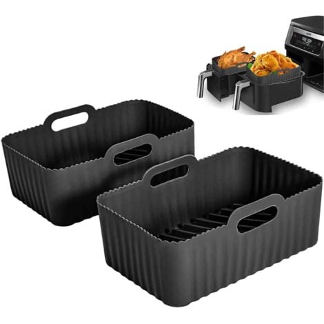 BLUEDEER Silikonform für Heißluftfritteuse – 2Pcs Airfryer Zubehör, Silikoneinsatz für Dual Zone Heißluftfritteuse Backpapiere