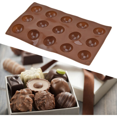 Silikonform für Schokoladenbomben – 3-teiliges Halbkugel-Set mit 15 Mulden, 3,8 cm Durchmesser, Backform, temperaturbeständig von -30 °C bis 230 °C