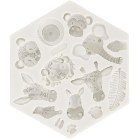 Silikonform, Süße Dschungel-Safari-Tier-Kuchenform, Einfache Entformung, Flexible, Weiche Backform, Kuchendekoration für DIY-Kuchen, Fondant, Schokolade(951 grau)