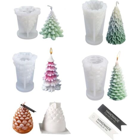 Silikonformen Gießformen Weihnachten, 5 Stück kerzenformen zum gießen mit 20 Etiketten, Kerzen Formen Silikon, Kerzenform, Kerzen Gießen Set für Kerzenherstellung Handwerk Ornamente