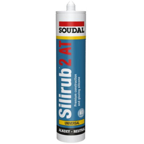 Silirub 2 AT - Mastic silicone neutre de construction et de vitrage - Soudal - Cartouche de 300 ml Transparent