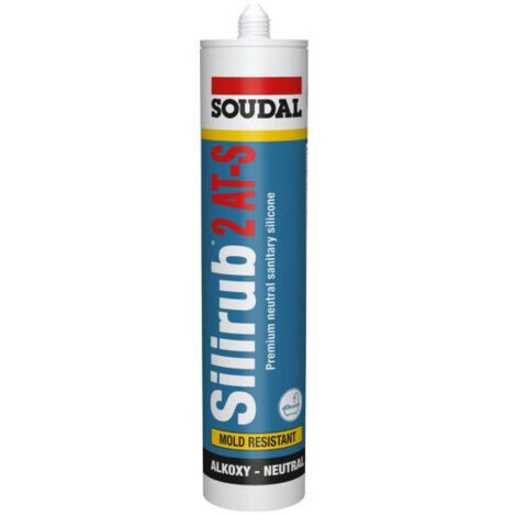 Silirub 2 AT-S - Mastic silicone neutre sanitaire - Soudal - Cartouche de 300 ml Transparent