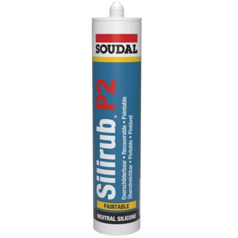 Silirub P2 - Mastic silicone neutre construction et vitrage - Soudal - Cartouche de 310 ml Blanc crème
