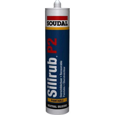 Silirub P2 - Mastic silicone neutre construction et vitrage - Soudal - Cartouche de 310 ml Noir
