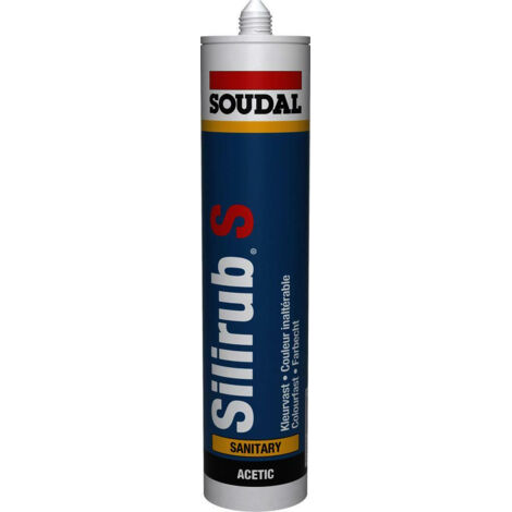 Silirub S - Mastic silicone acétique sanitaire - Soudal - Cartouche de 300 ml Blanc