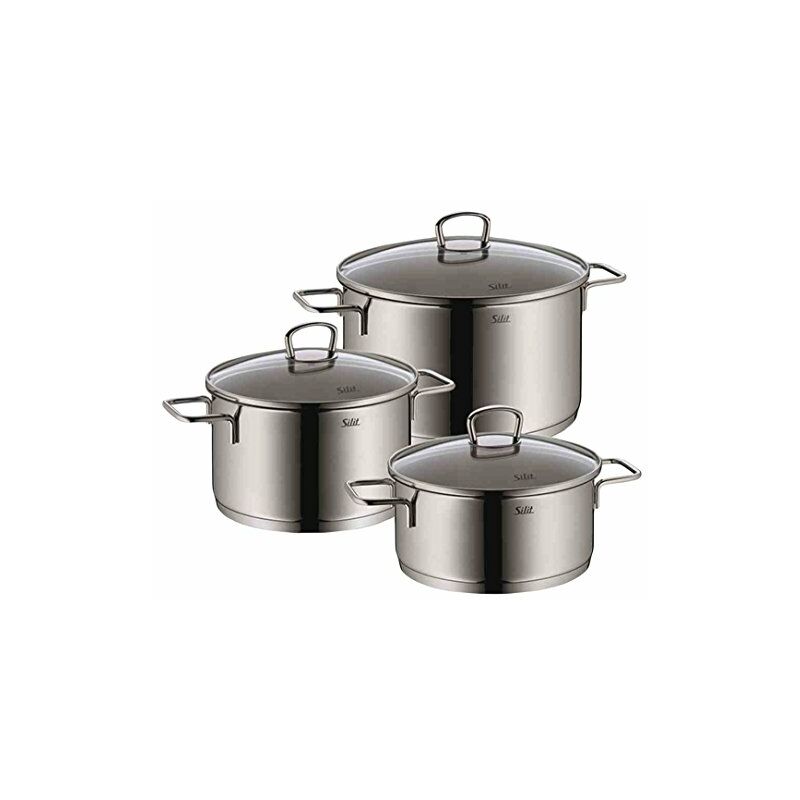 Set di pentole, Acciaio Inox, Argento, 49 x 39 x