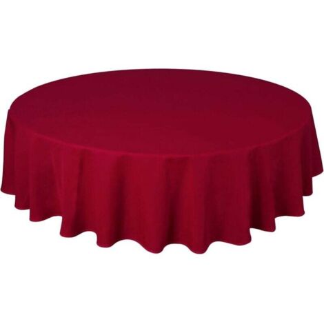 Silk, Heavy Quality Tablecloth, Easy Care, Round 180 cm Plain Burgundy