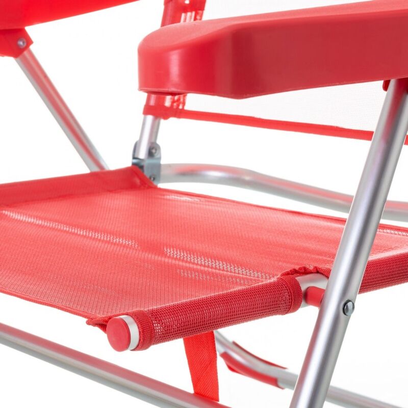 

Lolahome - Silla de playa con brazos reclinable coral de aluminio de 100x61x56 cm