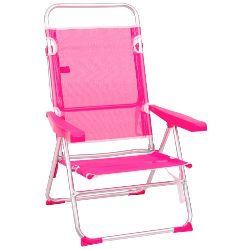 

Lolahome - Silla de playa con brazos reclinable rosa de aluminio de 100x61x56 cm