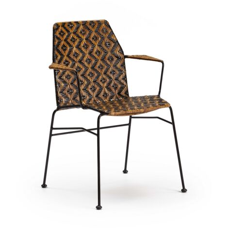 Silla 56X62X84 Mimbre Natural/Negro/Metal Negro