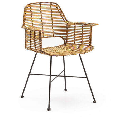 Silla 66X58X83 Mimbre Natural/Metal Negro