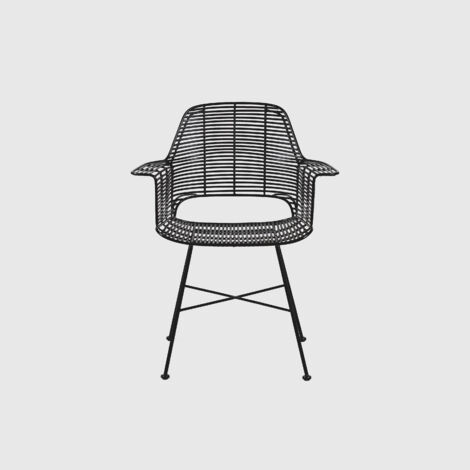 Silla 67X56X83 Mimbre Negro/Metal Negro