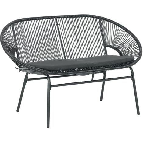 Silla acapulco de 2 plazas silla de jardín con reposabrazos cojines y marco de acero carga 260 kg para balcón terraza patio 132x72x83 cm