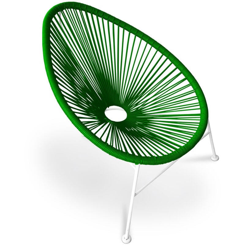 

Privatefloor - Silla Acapulco patas Blancas Verde claro Acero, Mimbre sintético, Metal, Plástico