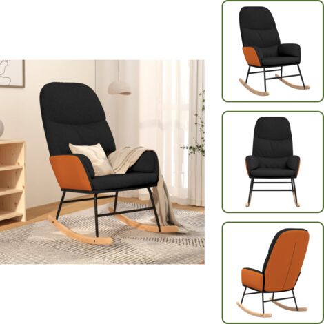 Silla acolchada - vidaXL Silla mecedora de tela negra - Silla de descanso