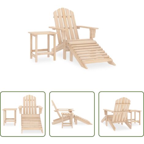 Silla Adirondack -  Silla Adirondack de jardín con otomana y mesa macizo abeto rosa