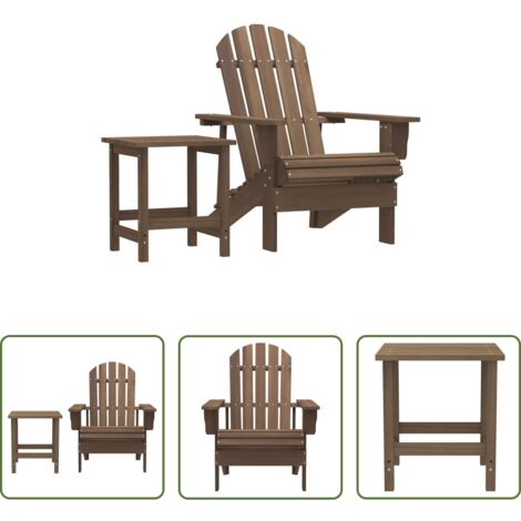 Silla Adirondack -  Silla con otomana y mesa jardín Adirondack abeto macizo marrón