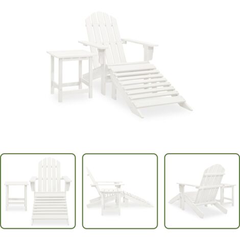 Silla Adirondack -  Silla con otomana y mesa jardín Adirondack macizo abeto blanco