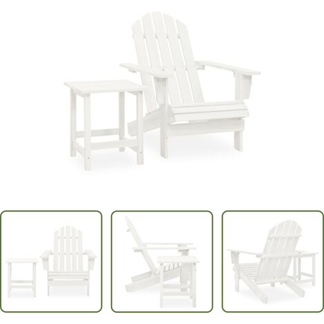 Silla Adirondack -  Silla con otomana y mesa jardín Adirondack macizo abeto blanco