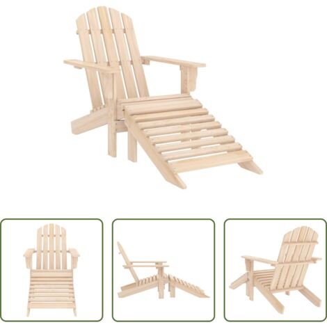 Silla Adirondack -  Silla jardín Adirondack con otomana madera maciza de abeto