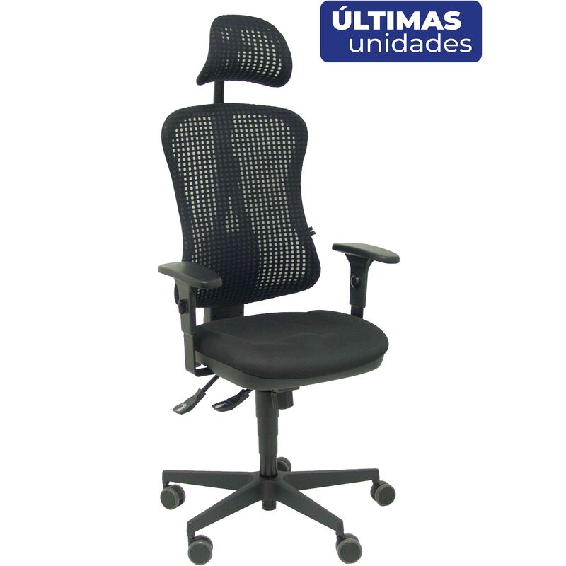 

Silla Agudo sincro malla negra asiento tela negro brazos regulables con cabecero