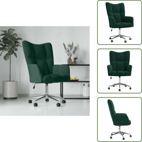 Silla ajustable - vidaXL Silla de relajación de terciopelo verde oscuro - Silla con mecanismo de elevación