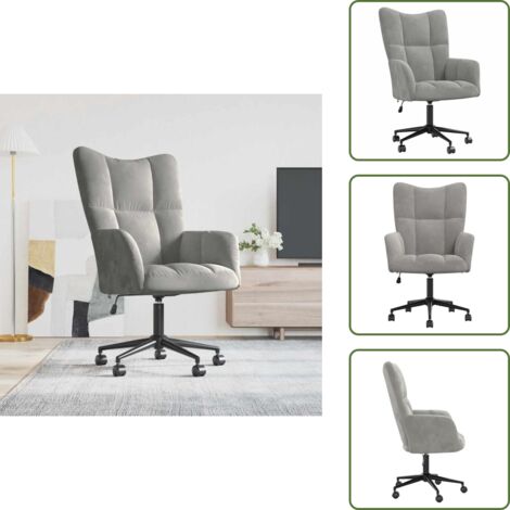 Silla ajustable - vidaXL Sillón de relax de terciopelo gris claro - Silla con mecanismo de elevación