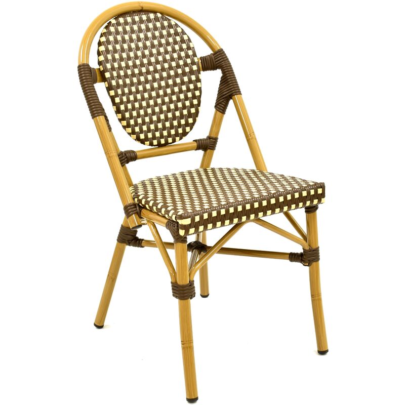 

Silla ALANIA, aluminio, ratán marrón y crema