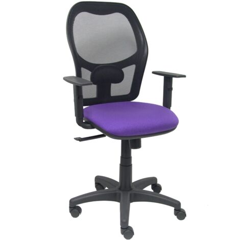 Silla Alocén malla negra asiento bali lila brazos regulables