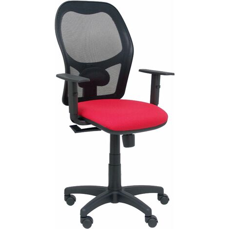 Silla Alocén malla negra asiento bali rojo brazos regulables